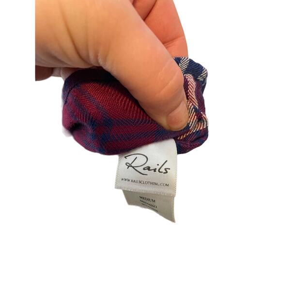 Anthropologie Rails Sloane Cropped Tie Front Plaid Shirt Flannel Blouse Button - Picture 7 of 7